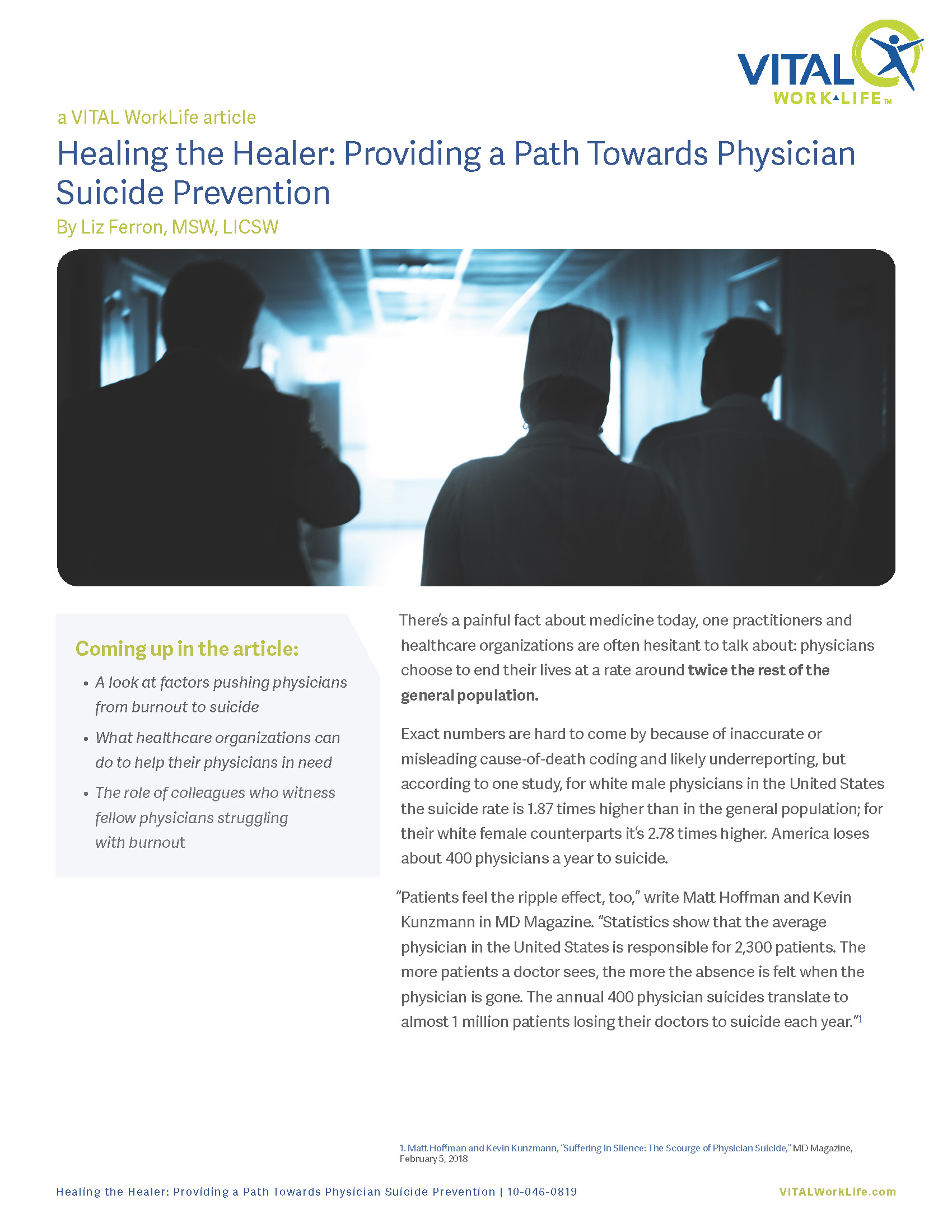 Article-Healing the Healer-Providing a Path Towards Physician Suicide Prevention